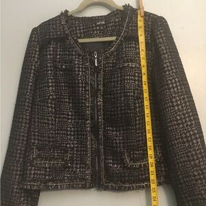 Kohl's Black and gray Tweed Fringe Zip Jacket